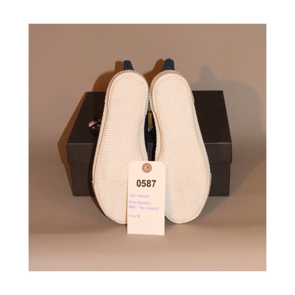 Jan Jansen Blue Metallic High Top Sneakers NWOT Size 8 - Picture 4 of 4